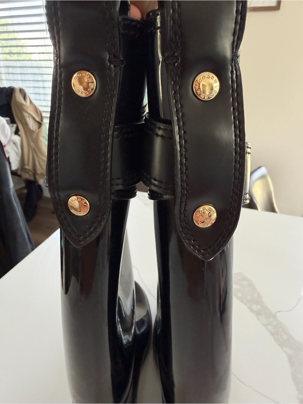 Coach "Talia" knee-high black glossy rubber rain boots
Size 8 - Picture 2 of 5